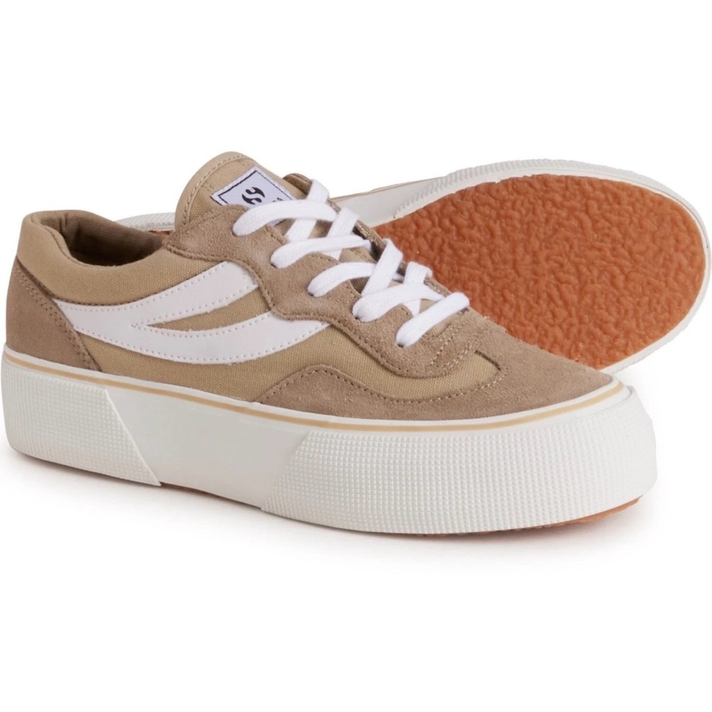NEW NWT Superga 3041 Revolley Color-Block Tan Platform Sneakers